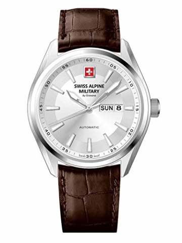 Swiss Alpine Military by Grovana Herrenuhr mit Lederband ETA 2836-2 Automatik Saphirglas 10 ATM DayDate 7090.2532SAM - 1