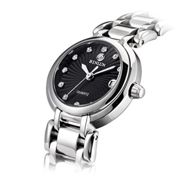BINLUN Damen Analog Quarzwerk Uhr mit Edelstahl Armband Wasserdicht FBL0016L-SSB-A - 2
