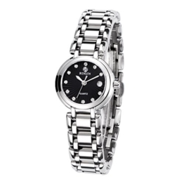 BINLUN Damen Analog Quarzwerk Uhr mit Edelstahl Armband Wasserdicht FBL0016L-SSB-A - 1
