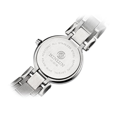 BINLUN Damen Analog Quarzwerk Uhr mit Edelstahl Armband Wasserdicht FBL0016L-SSB-A - 4