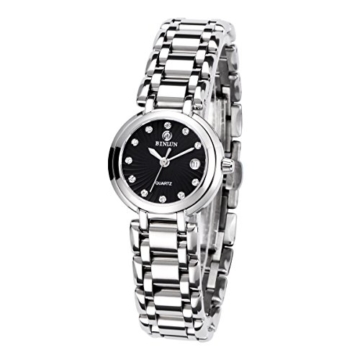 BINLUN Damen Analog Quarzwerk Uhr mit Edelstahl Armband Wasserdicht FBL0016L-SSB-A - 1