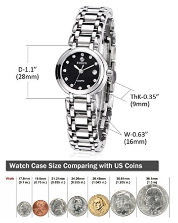 BINLUN Damen Analog Quarzwerk Uhr mit Edelstahl Armband Wasserdicht FBL0016L-SSB-A - 6