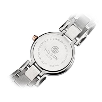 BINLUN Damen Edelstahl Quarzuhren Wasserdicht Vergoldet Armband Armbanduhr für Damen - 4