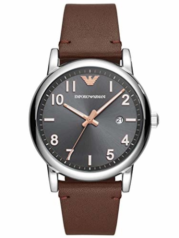 Emporio Armani Herren Analog Quarz Uhr mit Leder Armband AR11175 - 1