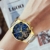 Herren Automatikuhr Männer Mechanische Automatik Wasserdicht Gold Edelstahl Skelett Designer Armbanduhr Mann Blau Datum Leuchtende Mond Phase Analog Uhren - 4