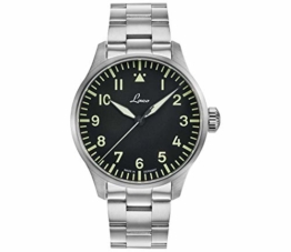 LACO Rom Herren Armbanduhr, Fliegeruhr, Edelstahlband mit Alligatorendstück, Saphirglas, Ø 42 mm, Automatik, inkl. Etui - 861895.2 - 1