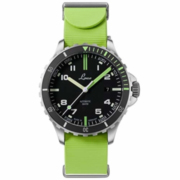 LACO Sportuhr Amazonas.RB, Herren Armbanduhr, grünes Kautschukband, Saphirglas, Ø 42 mm, ETA 2824.2 (Elaboré), 25 Steine, Automatik, inkl. Etui - 862107.RB - 1