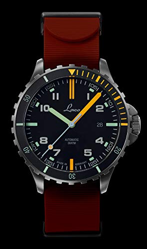 LACO Sportuhr Mojave.RB, Herren Armbanduhr, orangenes Kautschukband, Saphirglas, Ø 42 mm, ETA 2824.2 (Elaboré), 25 Steine, Automatik, inkl. Etui - 862109.RB - 6