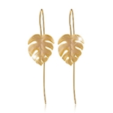 Lotus Fun S925 Sterling Silber Tropfen Ohrringe Monstera Blätter Ohrringe Ohrstecker für Damen, Handgemachte Einzigartige Schmuck (Gold) - 1