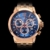 LOUIS XVI Herren-Armbanduhr Athos le Grand Stahlband Rosegold Blau echte Diamanten Chronograph Analog Quarz Edelstahl 888 - 3