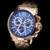 LOUIS XVI Herren-Armbanduhr Athos le Grand Stahlband Rosegold Blau echte Diamanten Chronograph Analog Quarz Edelstahl 888 - 4