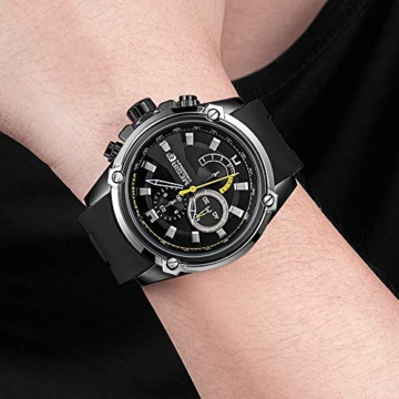 Megir Herren-Sport-Quarzuhrwerk, modisch, lässig, Herren-Chronograph, wasserdicht, mit Datumsanzeige - 4