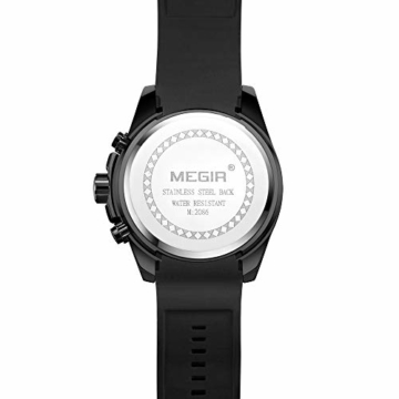 Megir Herren-Sport-Quarzuhrwerk, modisch, lässig, Herren-Chronograph, wasserdicht, mit Datumsanzeige - 6