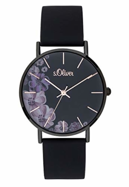 s.Oliver Damen Analog Quarz Uhr mit Silikon Armband SO-3708-PQ - 1
