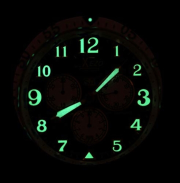 Xezo Air Commando Herren-Armbanduhr, Schweizer Quartz Piloten Taucher Chronograph Uhr, 20 ATM, 2 Zeitzon - 3