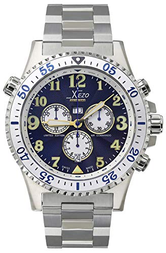 Xezo Air Commando Herren-Armbanduhr, Schweizer Quartz Piloten Taucher Chronograph Uhr, 20 ATM, 2 Zeitzon - 7