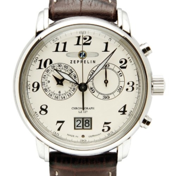 Zeppelin Herrenuhr Chronograph Quarz mit Lederarmband – 76845 - 2