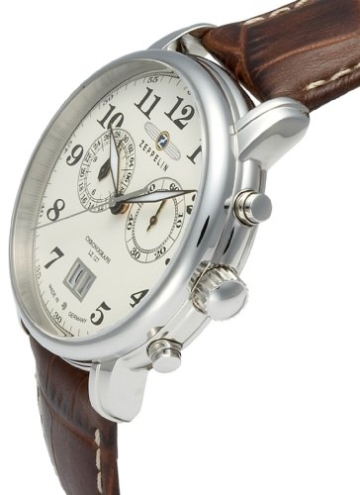 Zeppelin Herrenuhr Chronograph Quarz mit Lederarmband – 76845 - 3