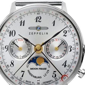 Zeppelin Unisex Chronograph Quarz Uhr mit Edelstahl Armband 7037M-1 - 2