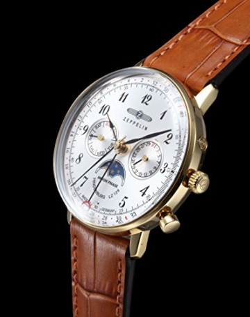 Zeppelin Unisex Chronograph Quarz Uhr mit Leder Armband 7039-1 - 2