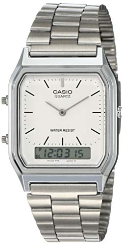 Casio Collection Herren Analog/Digital Quarz mit Edelstahlarmband – AQ-230A-7BMQYES, Silber (Zifferblatt: Weiß) - 1