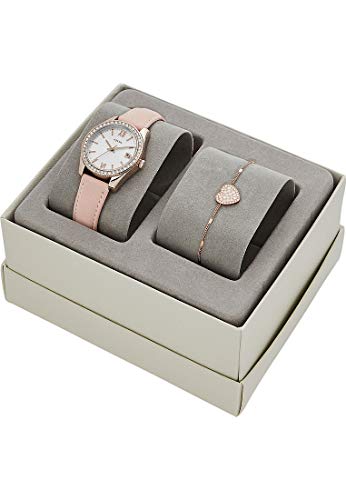 Fossil Damen Analog Quarz Uhr mit Leder Armband ES4607SET - 3