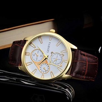 Jyuter12 Herren Gold Steel Dial Quarzuhr Herrenarmband Business Watch Sportuhr - 4