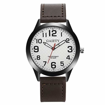 Jyuter12 Herren Leder Uhr Edelstahl Quarzuhr Herren Sportuhr - 2