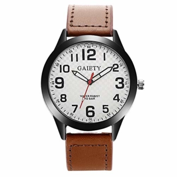 Jyuter12 Herren Leder Uhr Edelstahl Quarzuhr Herren Sportuhr - 4