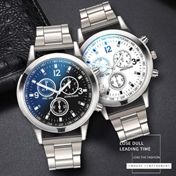 Notdark Herren Uhren Armbanduhr Edelstahl Mode Einzigartige Digital Literal Multi Layer Dial Männer Quarz Mesh GüRtel Uhr (B) - 5