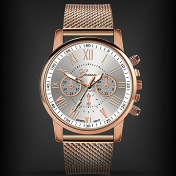 Notdark Unisex Uhren Armbanduhr Edelstahl Fashion Einzigartige Digital Literal Multi Layer Dial Männer Quarz Mesh GüRtel Uhr (Weiß) - 2