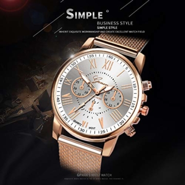 Notdark Unisex Uhren Armbanduhr Edelstahl Fashion Einzigartige Digital Literal Multi Layer Dial Männer Quarz Mesh GüRtel Uhr (Weiß) - 3