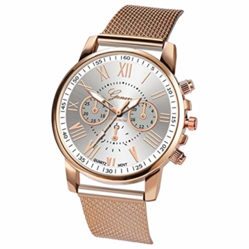 Notdark Unisex Uhren Armbanduhr Edelstahl Fashion Einzigartige Digital Literal Multi Layer Dial Männer Quarz Mesh GüRtel Uhr (Weiß) - 4