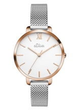 s.Oliver Damen Analog Quarz Uhr mit Edelstahl Armband SO-3454-MQ - 1