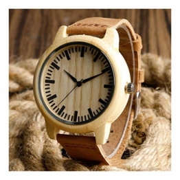 ZXJ Hölzerne Uhr - Bambus Handwerk Paar Quarzuhr einfache Skala Keine Digitale Mode Uhr, Gesundheit, Umweltschutz, Herren - 1