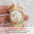 Binlun Damen-Armbanduhr Hand Besetzt mit Diamanten Rosen-Design Automatik-Uhrwerk Gold Zwei Zeiger Wasserdicht Perlmutt-Zifferblatt - 3