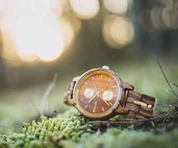 Branvon Divra Holzuhr für Damen - Quarzuhr mit Chronographen und Saphirglas aus exotisches Zebranoholz und echtem Marmor - Holz Armbanduhr Analog - Uhren für Frauen - 4