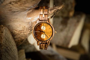 Branvon Divra Holzuhr für Damen - Quarzuhr mit Chronographen und Saphirglas aus exotisches Zebranoholz und echtem Marmor - Holz Armbanduhr Analog - Uhren für Frauen - 9