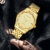 Prince Gera 18 Karat vergoldete Damenuhren Automatikdiamant Mechanikuhr Kalenderuhr mit goldenem Kristallkleid Armbanduhren für Damen - 3