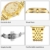 Prince Gera 18 Karat vergoldete Damenuhren Automatikdiamant Mechanikuhr Kalenderuhr mit goldenem Kristallkleid Armbanduhren für Damen - 4