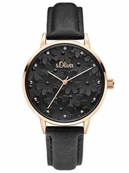 s.Oliver Damen Analog Quarz Uhr mit Leder Armband SO-3786-LQ - 1