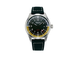 Alpina Startimer Pilot Quartz Uhr, 42mm, GMT, Grau, Nato, Gelb, AL-247BBG4S6 - 1