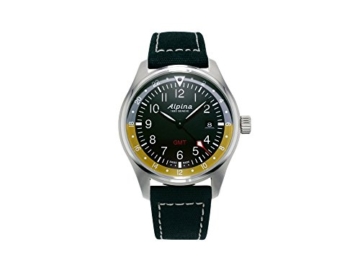 Alpina Startimer Pilot Quartz Uhr, 42mm, GMT, Grau, Nato, Gelb, AL-247BBG4S6 - 1