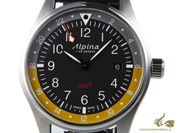 Alpina Startimer Pilot Quartz Uhr, 42mm, GMT, Grau, Nato, Gelb, AL-247BBG4S6 - 3