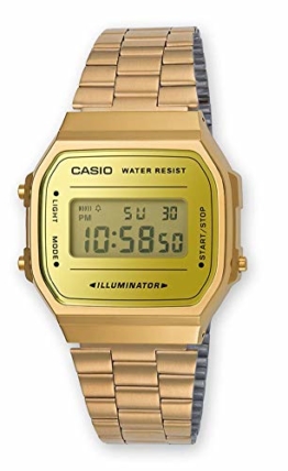 Casio Unisex Erwachsene Digital Quarz Uhr mit Edelstahl Armband A168WEGM-9EF - 1