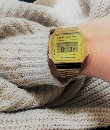 Casio Unisex Erwachsene Digital Quarz Uhr mit Edelstahl Armband A168WEGM-9EF - 6