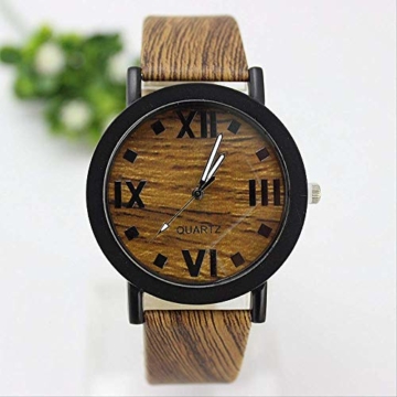 Lzlhm Vintage Holzmuster Roman Scale Watch Fashion Herren- Und Damenuhren 5 - 1