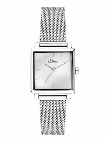s.Oliver Damen Analog Quarz Uhr mit massives Edelstahl Armband SO-3710-MQ - 1
