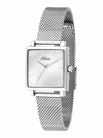s.Oliver Damen Analog Quarz Uhr mit massives Edelstahl Armband SO-3710-MQ - 2