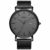 BUREI Herren Uhren Ultra Dünne Schwarze Minimalistische Quartz mit Datumsanzeige und Milanese Armband - 1